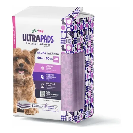 Tapete Higiênico Para Cães Ultrapads Lavanda 60x60cm 30 Unid Branco