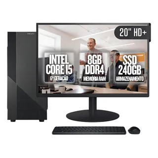 Computador Completo BluePC Task Intel Core i5 6ª Geração 8GB DDR4 SSD 240GB Monitor 20" - CDBP-TA008