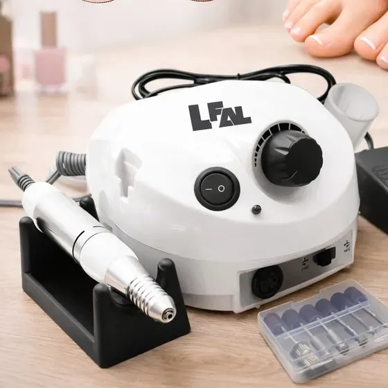 Lixadeira De Unha Motor Elétrica Nail Drill Profissional Gel Portátil Porquinho Potente Lixa Salão Manicure Lixador Aparelho Com Pedal Caneta Polidora Design 45000 Rpm Cor Branco Lfal 127/220v