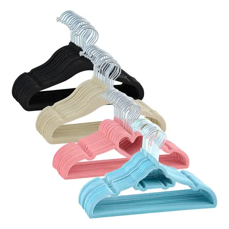 Cabide De Veludo Infantil 50 Unidades Slin Luxo Bebe Ultra Cor Bege