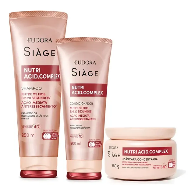Kit 3 Siàge Nutri Acid Complex Shampoo Condicionador Máscara