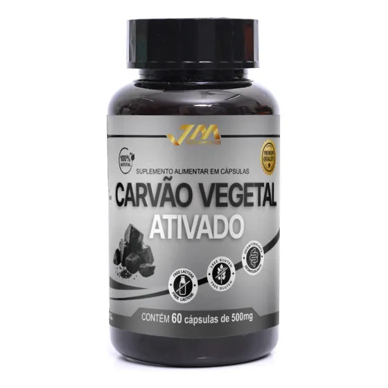 Carvão Vegetal Ativado 500mg 60 Cápsulas Jm Suplemento Carvão Ativado Vegetal em Cápsulas Suplemento Alimentar