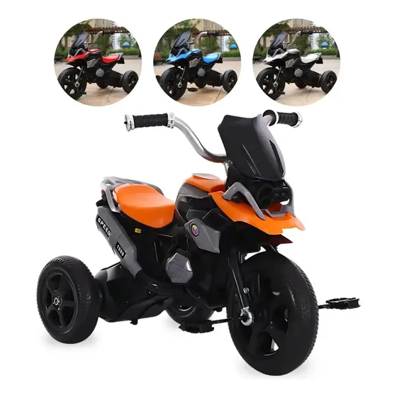 Triciclo Infantil Motoca Moto Com Pedal 3 Rodas Com Som Cor Laranja