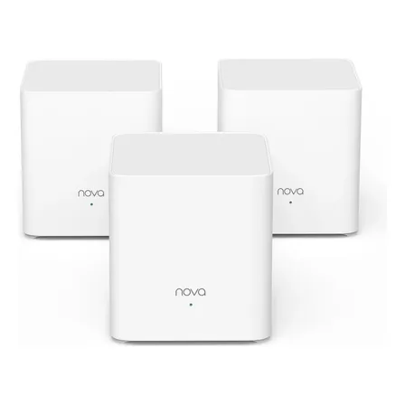 Sistema Mesh WiFi 6 AX1500 Tenda EX3 3pack dual banda (5 GHz + 2.4 GHz) con tres nodos para cobertura sin zonas muertas hasta 330 m²
