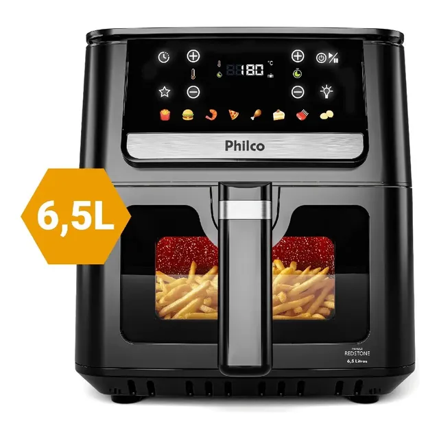 Air Fryer Philco 6,5L Visor Glass e Redstone 1700W PAF65A