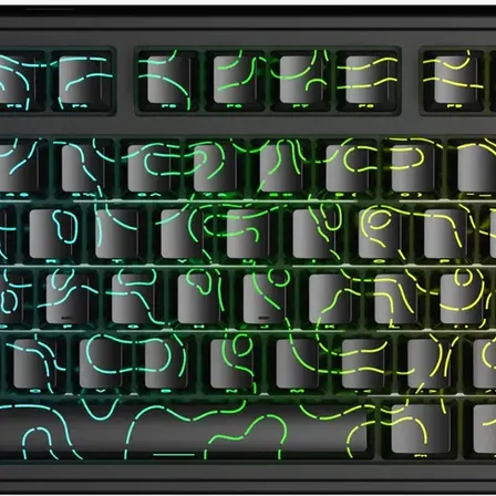 Teclado Mecânico Aula F75 Preto Contorno Gamer 75% Sem Fio Tri Mode Bluetooth 2.4G USB RGB Hotswap Layout US