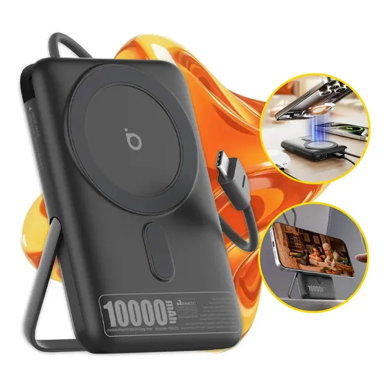 Basike Carregador Portátil Power Bank B205 Magsafe 10000mah PD 22.5w Turbo Rápido PD Tipo C USB C Sem Fio Universal Potente Com Display Para iPhone 15/16/17 Pro Max Samsung Galaxy S24 S25 Ultra Z Fold