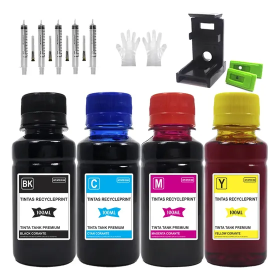 Tinta Recarga Compatível Hp Impressora 2774 2874 667 667xl Tinta Cmyk