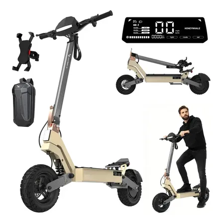 Honeywhale H2 Patinete Elétrico Dobrável Para Adultos, Motor De 1200w (máx), Velocidade Máxima De 50 Km/h, Autonomia De 50 Km, Bateria De 15ah, Honey Whale Scooter Eletrica Com Dupla Suspensão Amarelo