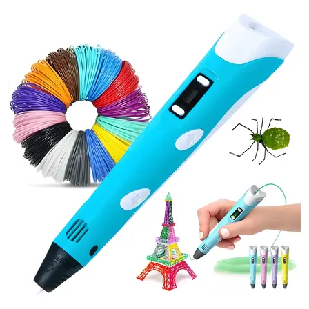 Caneta 3d Impressora Profissional Infantil Com Refil E Cabo Usb Parosprotect Azul
