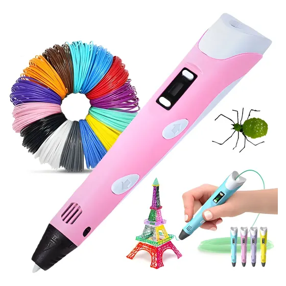 Caneta 3d Impressora Profissional Infantil Com Refil E Cabo Usb Parosprotect - Rosa