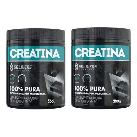 Kit: 2 Creatina Pote 300g 100% Pura Soldiers Nutrition Treino Performance Fortalecimento