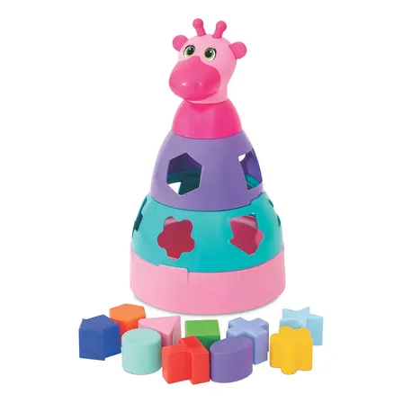 Girafa Didática Mercotoys Rosa 10 Peças Brinquedo Bebê 12+ Meses