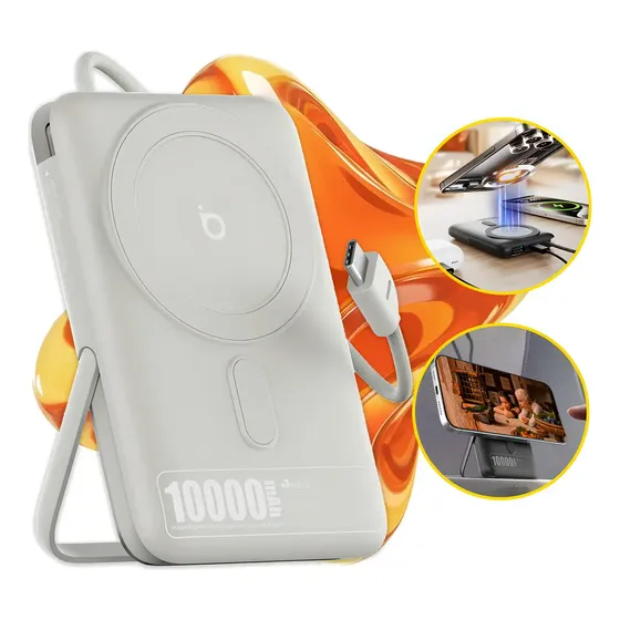 Basike Mini Power Bank Carregador Portátil Magnético Por Indução 10000mAh Magsafe PD 22.5w Turbo Rápido PD Tipo C USB C Sem Fio Universal Com Display Para iPhone Samsung Galaxy S24/S23 Motorola Xiaomi