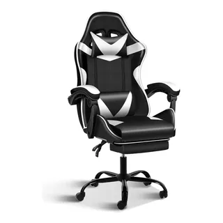 Cadeira De Escritório Gamer Estofado Ergonômica Branco Couro Sintético