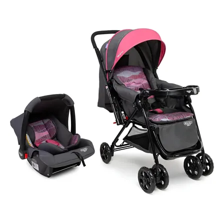 Travel System Cosco Kids, Reverse Duo, 0 a 15kg, Rosa Onda