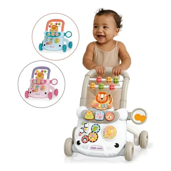 Andador Infantil Empurrador Atividade Musical Bebê Didático Cor Branco