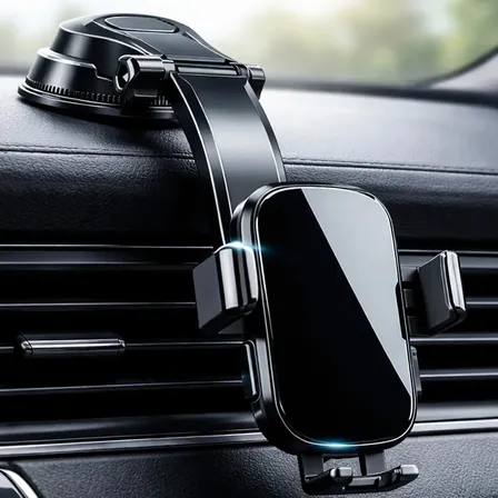 Suporte De Celular Veicular Automotivo Pra Carro Mesa Porta Painel Parede Caminhão Vw Up Jetta Volkswagen Ônix Corolla Gol 360° Universal Preto