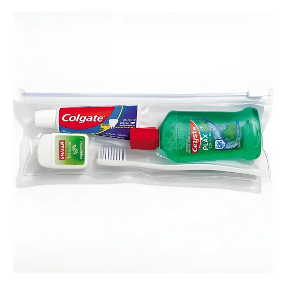 Kit Viagem Higiene Bucal Colgate Escova Fio Plax Estojo