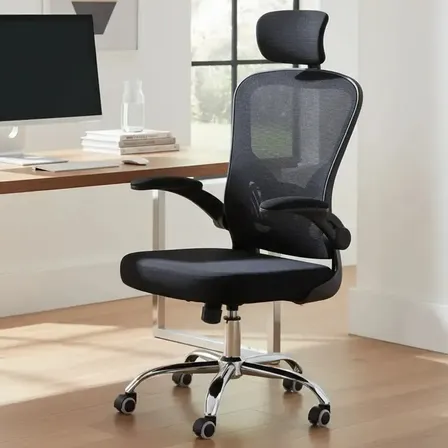 Cadeira Escritório Ergonômica Elleva Giratória Preto Braço Ajustável