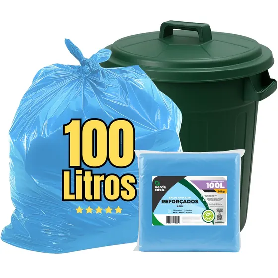 Saco De Lixo 100 Litros Azul Resistente Verdecasa 100l Coleta Seletiva Reforçado