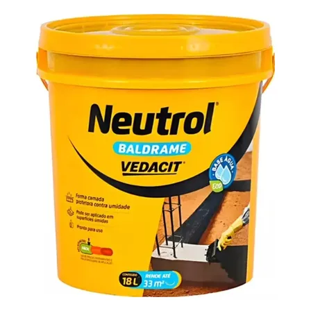 Neutrol Baldrame Base Agua Tinta Asfaltica Vedacit 18 Litros Preto