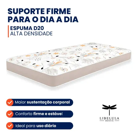 Colchão Solteiro Espuma D20 (12x88x188) Branco - Libelula Móveis