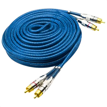 Cabo Rca 5 Metros Plug Metal Blindado Banhado A Ouro Químico