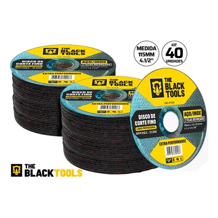 Disco Corte Fino Inox 4.1/2 X 1,0 Esmerilhadeira 40 Peças The Black Tools