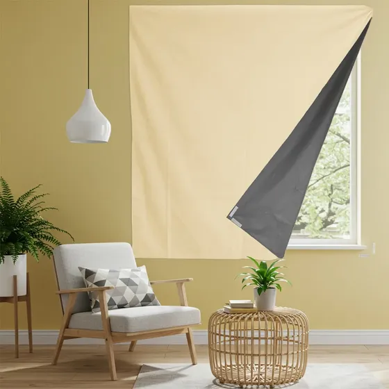 Cortina Painel 100% Blackout Veda Luz C/ Velcro 1,40 X 1,20m Cor Bege