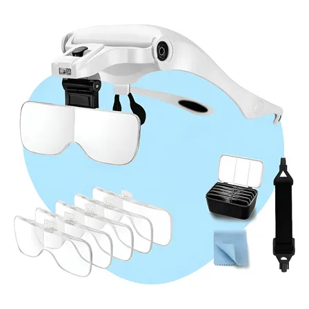 Lupa De Cabeça Com Luz Led 5 Lentes Zoom 3.5x Ergonomica Tumblr