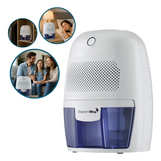 Desumidificador De Ar Elétrico Antimofo 600ml Portátil Branco Área 15m2 Extração Diária 300ml/dia