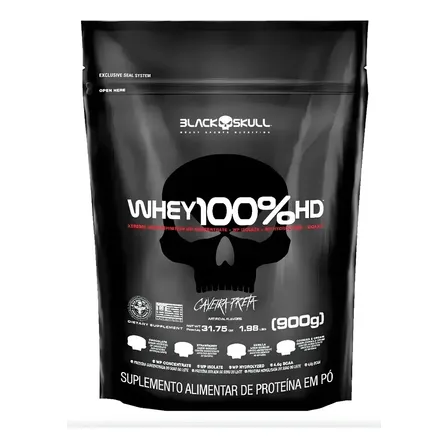 Whey Protein Black Skull Refil 100% Sabor Baunilha 900g