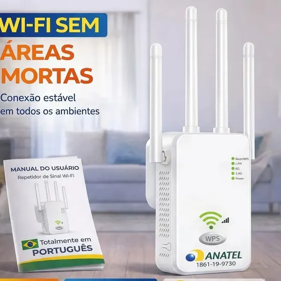 Repetidor Sinal Wi-Fi Titanis 4 Antenas 300Mbps 2.4GHz Branco