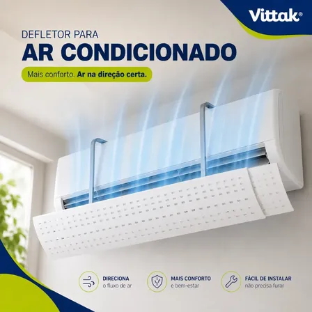 Vittak Defletor Ar Condicionado Split Universal 7 A 30mil Btus Ajustável 61 A 113cm Branco