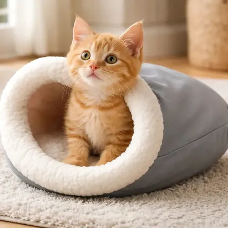 Saquinho De Dormir Para Gatos Magiababy Pequeno Cinza Em Pelúcia E Sherpa Liso