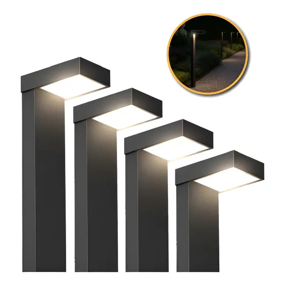 Kit 4 Poste Balizador Led Jardim 10w 4000k Ip65 Preto Alut