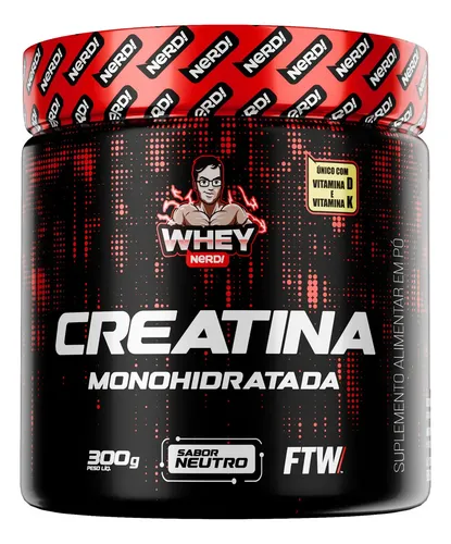 Creatina Monohidratada Whey Nerd 300g Sem Sabor Vitamina D K