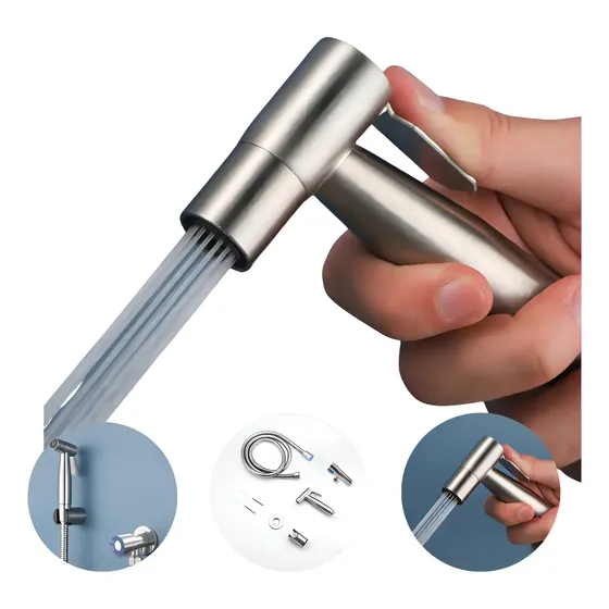 Ducha Higiênica Dami Inox Cromada com Gatilho e Mangueira Flexível de 1,5m