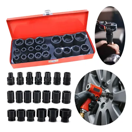 Kit Soquetes de Impacto Bofutsy 1/2" Com 20 Peças, de 8 a 32mm, em Aço Cromo Vanádio