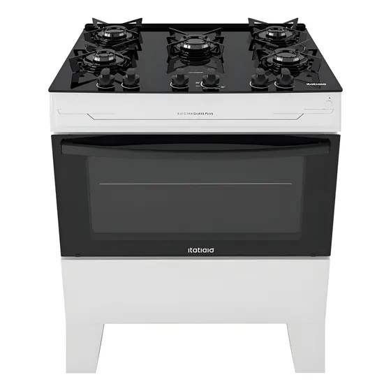 Fogão Itatiaia Electra Glass Plus De 5 Bocas Branco Com Mesa De Vidro E Bivolt 127/220v