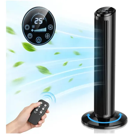Ventilador De Torre Hivento Silencioso Com Controle Remoto E Oscilação 30 Cm 60hz Preto 127v Abs 0