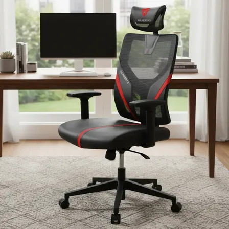 Cadeira Gamer Ergonomica Thunderx3 Yama1 Preto Vermelho Mesh Reclinavel Preto E Vermelho