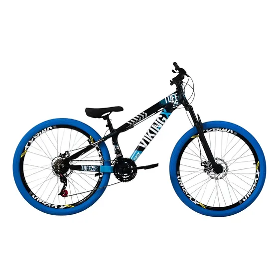 Bicicleta Aro 26 Vikingx Tuff 25 Freeride Grau Pneu Azul Tamanho Do Quadro 13.5