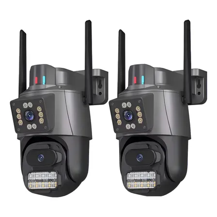 Kit 2 Câmera Segurança Ip App Icsee Lente Dupla Cor Preto