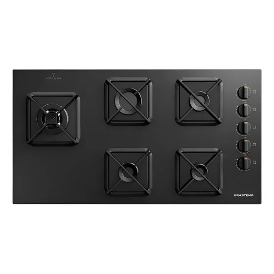 Cooktop Brastemp 5 Bocas A Gás, Grades De Ferro Fundido E Su