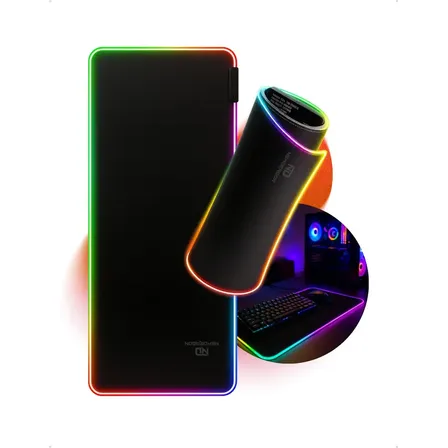 Mouse Pad Gamer Newdragon Rgb Grande 80x30cm Preto Antiderrapante