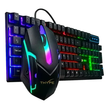 Kit Teclado Gamer Thype Membrana Com Mouse Rgb Luminoso Cor Do Mouse Preto Cor Do Teclado Preto