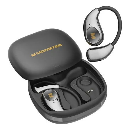 Fone de ouvido Sem Fio Monster Open-ear Fone Bluetooth6.0 Estéreo Hi-fi,Tws, Ipx6, Enc, Suporta Chamadas De Voz, Compatível Android E Ios,Bateria De 30 Horas De Duração,Preto