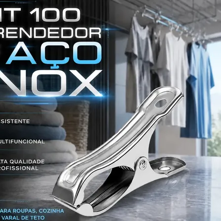 Kit 100 Prendedores Inox Resistentes Multifuncionais Com Qualidade Para Casa Roupas Cozinha E Organização